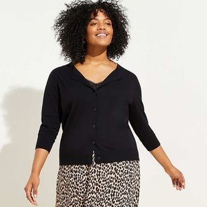 Loft Pima Cotton 3/4 sleeve Navy Cardigan Sweater